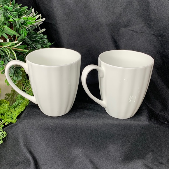 roscher Dining Set Of 2 White Roscher Bone China Ribbed Mugs Poshmark
